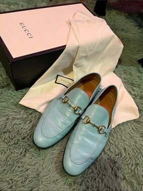 Custom Gucci Light Blue Leather Horsebit Loafer